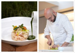 Sumatra Sea Bass dish and Chef Luca Caglioni